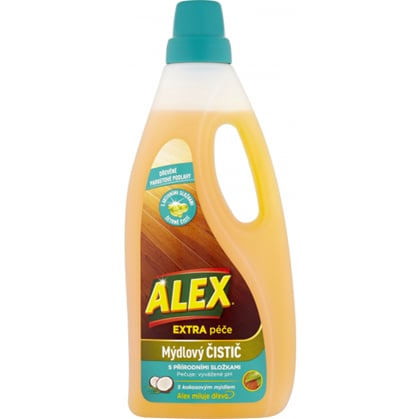 Alex Extra péče, mýdlový čistič na dřevěné parketové podlahy, s kokosovým mýdlem, 750 ml