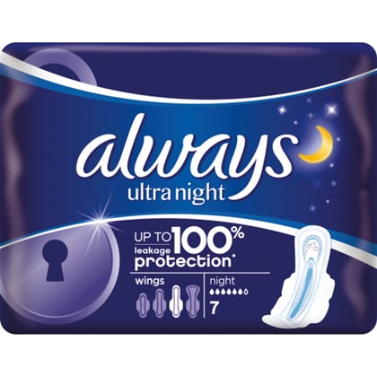 Always Ultra Night dámské hygienické vložky, 7 ks
